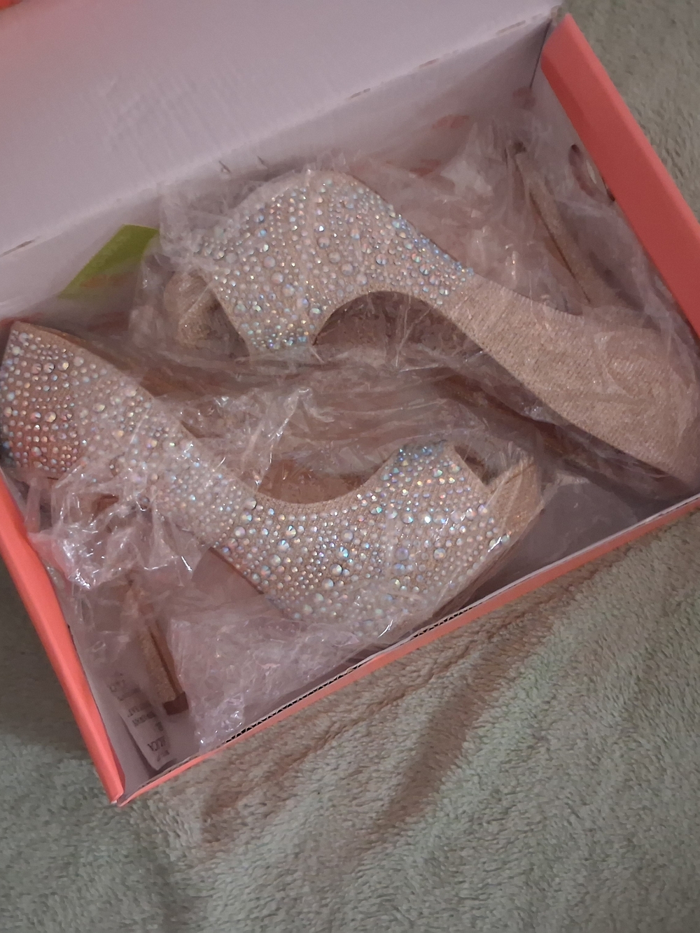 De Blossom Collection Rose Gold Crystal Peep-Toe Heels